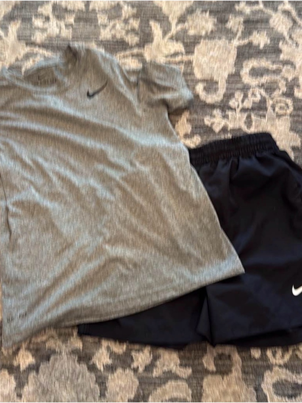 Nike Grey Tee with Black Nike Athletic Shorts